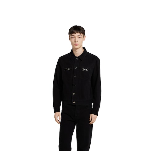 Cotton denim jacket with Horsebit Detail 3