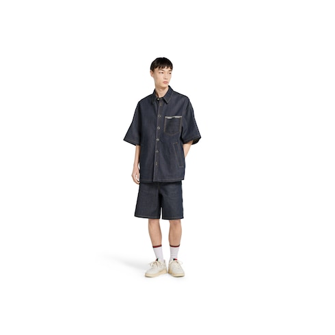 Short en denim à liseré en coton avec logo