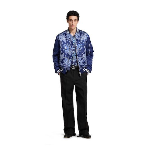 Jacke aus Satin mit Print und Reißverschluss