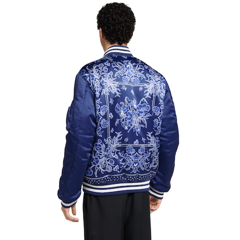 Jacke aus Satin mit Print und Reißverschluss