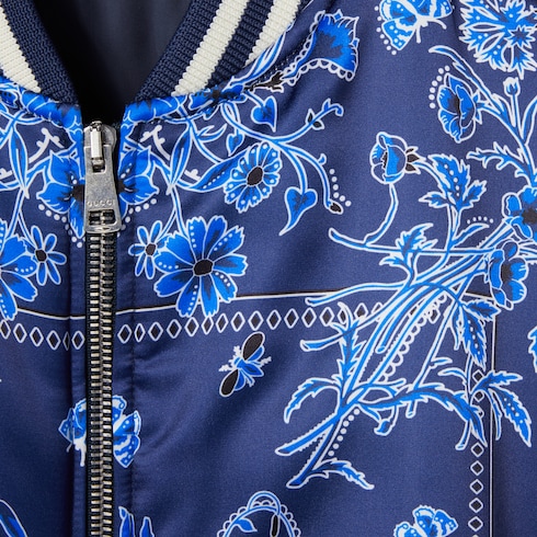Jacke aus Satin mit Print und Reißverschluss
