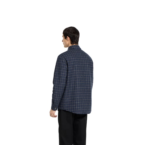 Wool flannel zip jacket with embroidery 