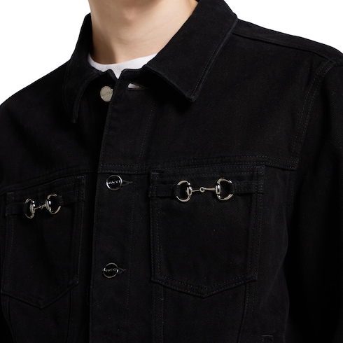 Cotton denim jacket with Horsebit Detail 5