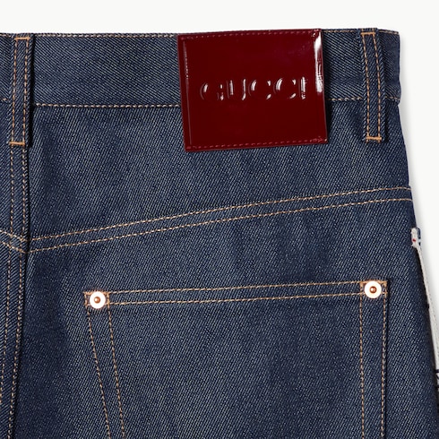 Shorts in denim cimosato di cotone con logo