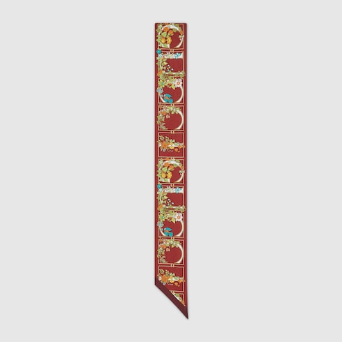 Printed silk twill neck bow