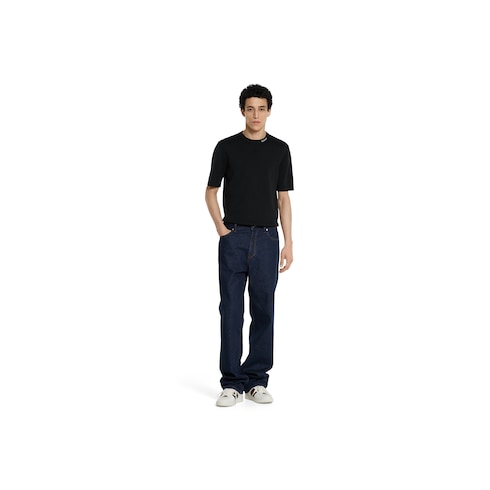 T-shirt in seta e cotone con intarsio Gucci