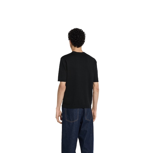 T-shirt in seta e cotone con intarsio Gucci