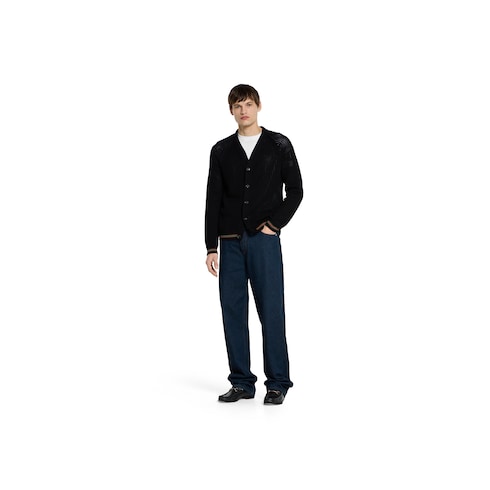 Cardigan in maglia di cotone con nastro Web