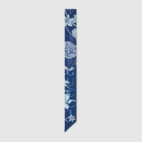 Printed silk twill neck bow