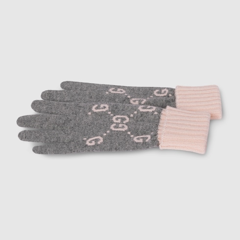 GG cashmere jacquard gloves