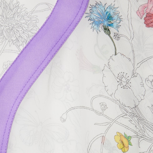 Cape-Kleid aus Seide mit Flora-Print