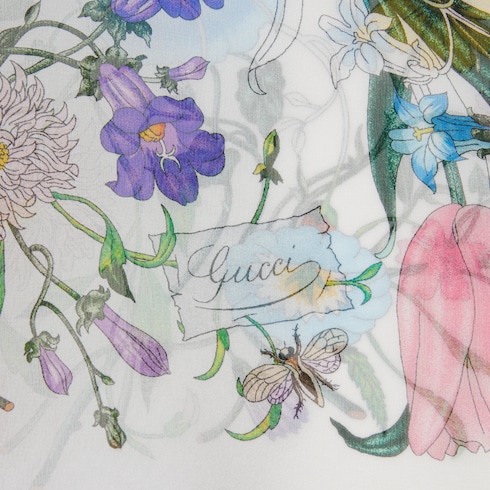 Cape-Kleid aus Seide mit Flora-Print