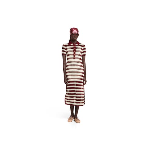 Robe en maille de coton torsadée à rayures