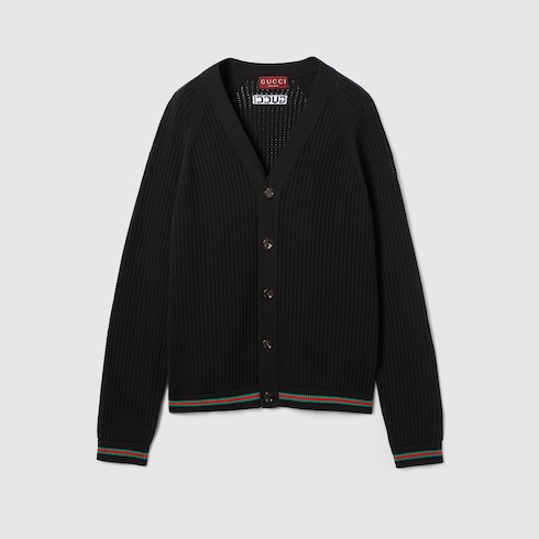 Cotton knit cardigan with Web