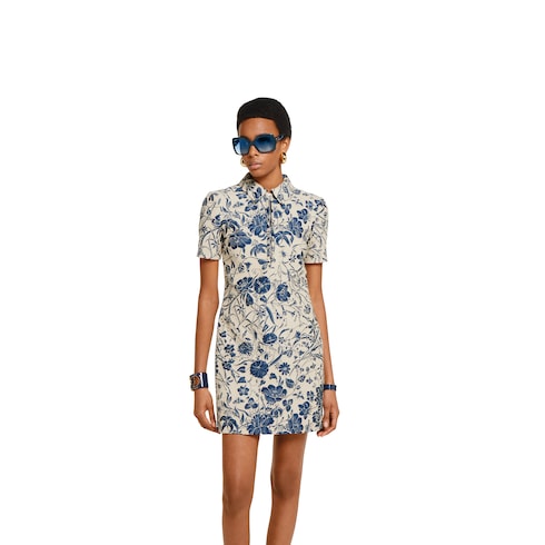 Flora cotton bouclé jacquard dress