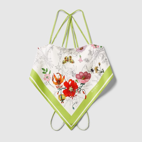 Printed silk twill top