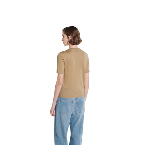 Top in cashmere e seta con intarsio