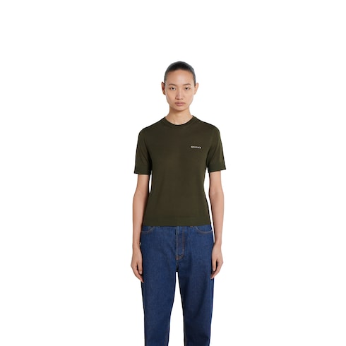 Cashmere and silk top with intarsia