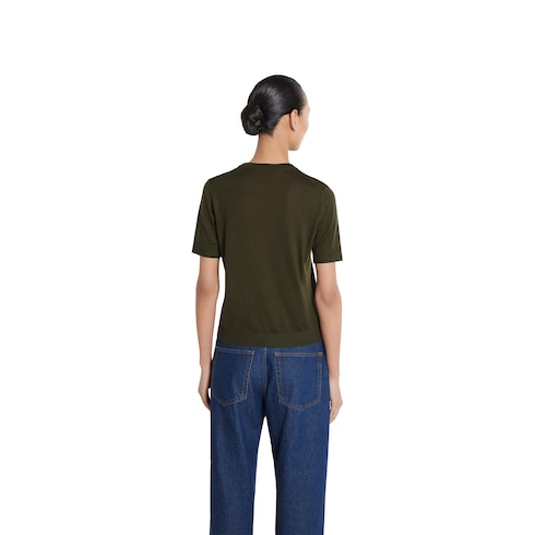 Cashmere and silk top with intarsia