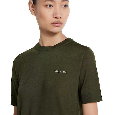 Cashmere and silk top with intarsia