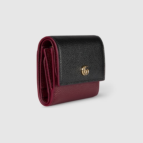 Gucci オンライン限定 ダブルG バイカラー ミニ ウォレット ダブルG バイカラー ミニ ウォレットブラック＆レッド レザー