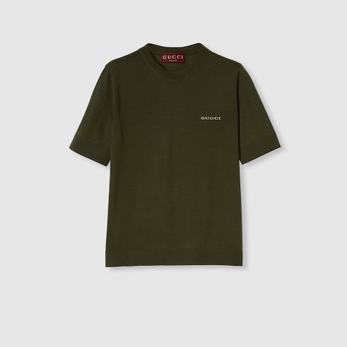 Top in cashmere e seta con intarsio