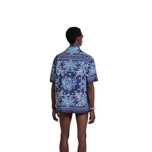 Printed cotton poplin bowling shirt