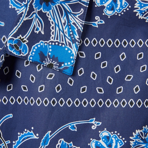 Printed cotton poplin bowling shirt