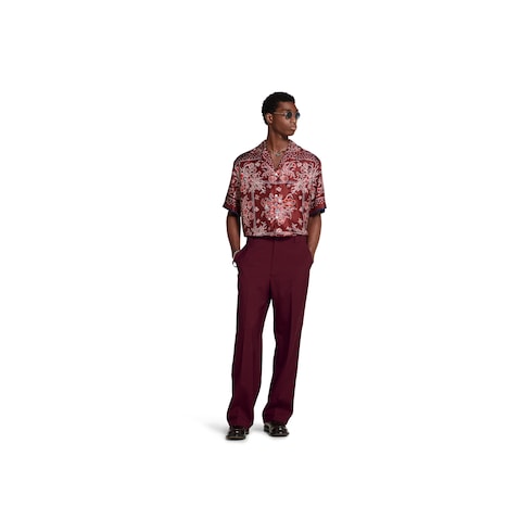 Printed silk twill bowling shirt