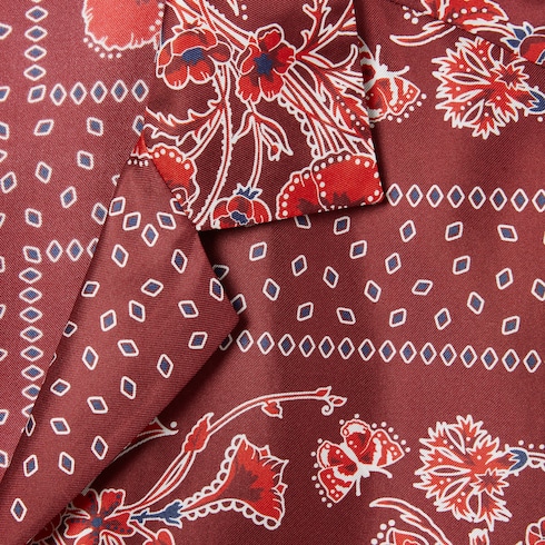 Printed silk twill bowling shirt