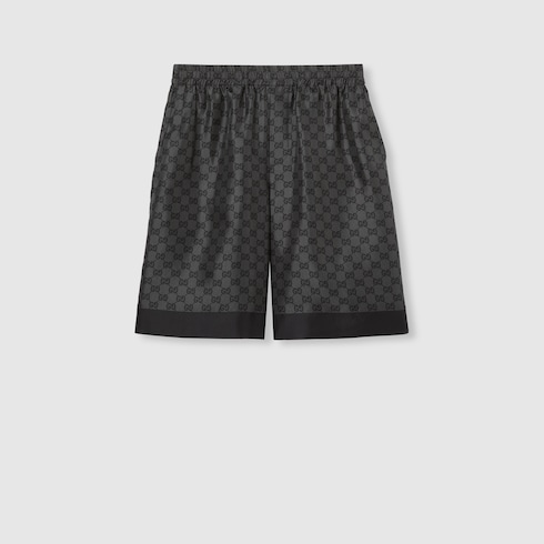 Printed silk twill shorts