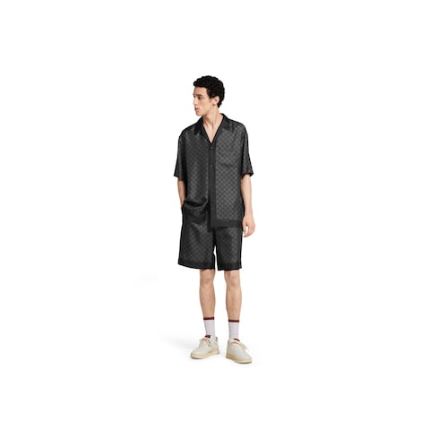 Printed silk twill shorts