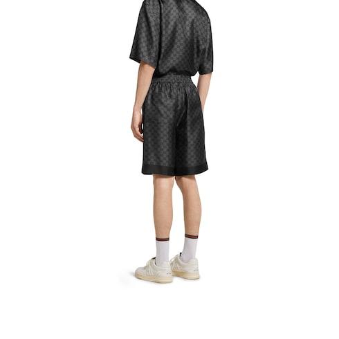 Printed silk twill shorts