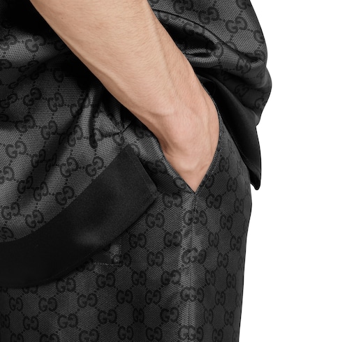 Printed silk twill shorts