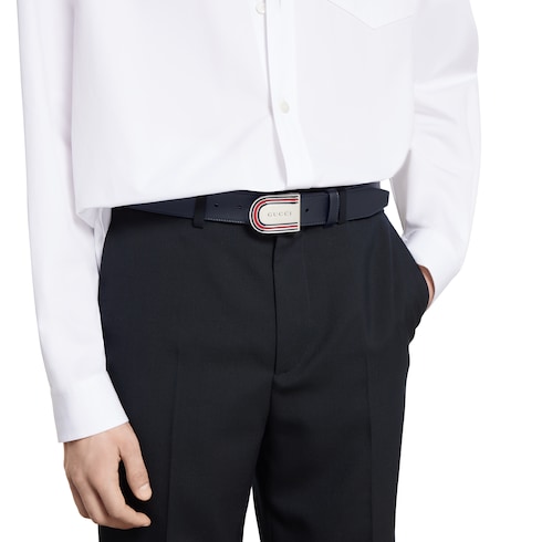 Belt with enameled Web detail buckle