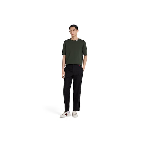 T-shirt in maglia di cotone e seta con intarsio