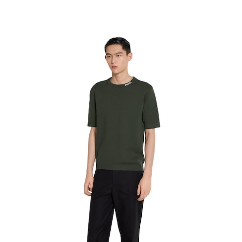 T-shirt in maglia di cotone e seta con intarsio