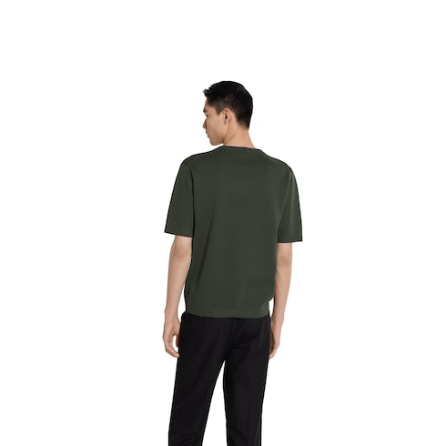 T-shirt in maglia di cotone e seta con intarsio