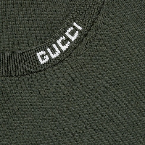 T-shirt in maglia di cotone e seta con intarsio