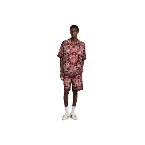 Printed silk twill shorts 