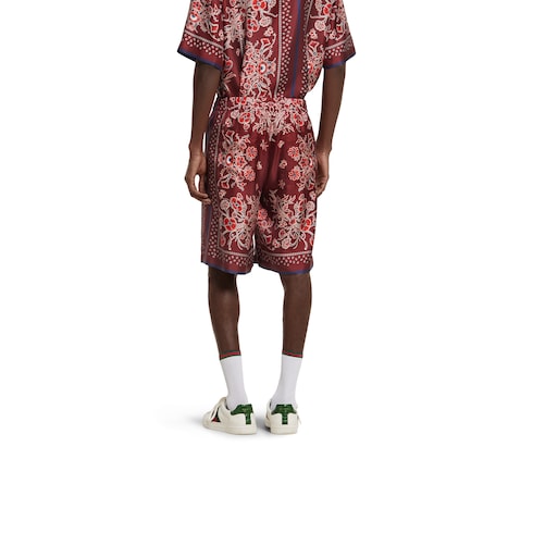 Printed silk twill shorts 