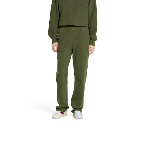 Cotton jersey leisure pants with embroidery