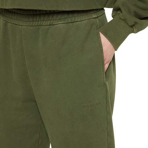 Cotton jersey leisure pants with embroidery