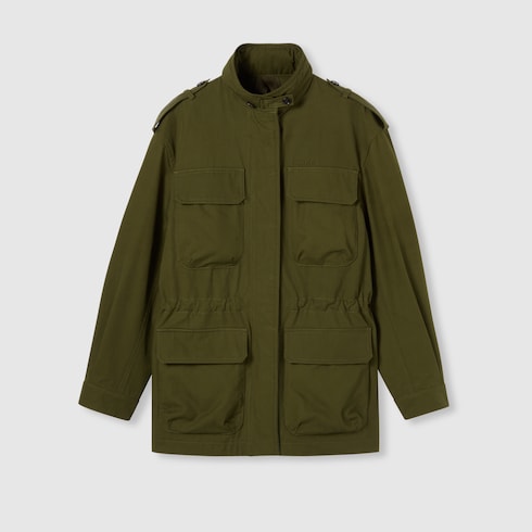 Cotton canvas jacket with embroidery