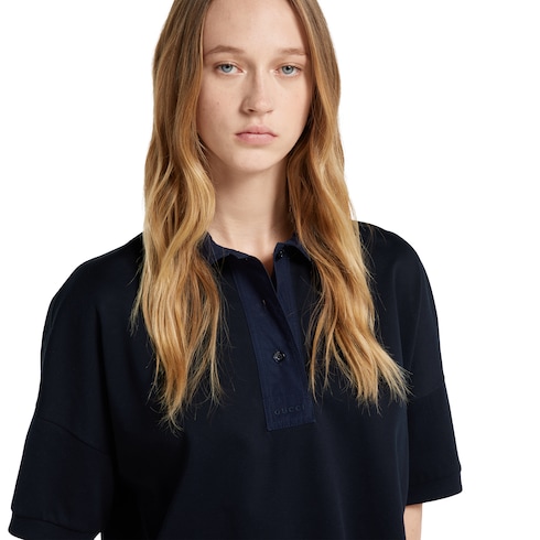 Cotton jersey polo shirt with embroidery
