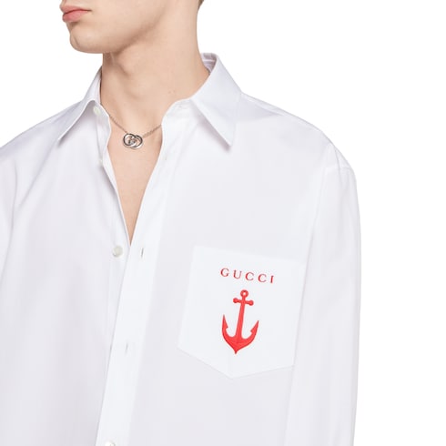 Cotton poplin shirt with embroidery