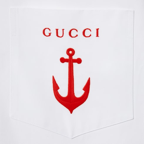 Camicia in popeline di cotone con ricamo