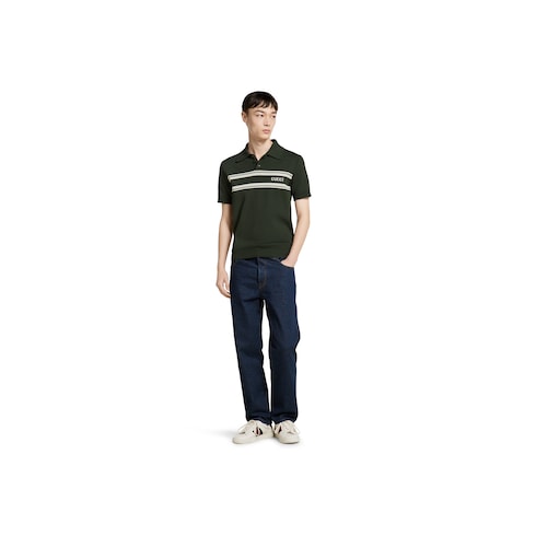Polo en soie et coton avec intarsia