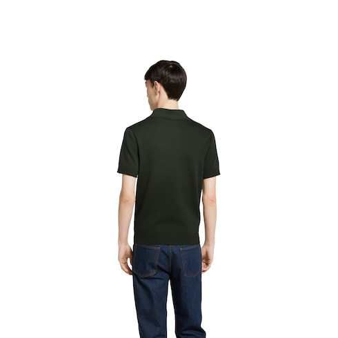Polo en soie et coton avec intarsia