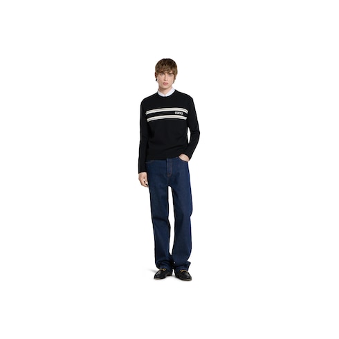 Pull en coton et soie avec intarsia